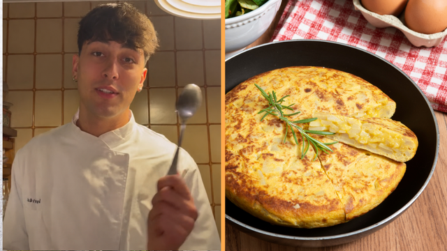 David Geli, especialista em omeletes de batata: “Para deixar a omelete bem mais cremosa, você precisa bater os ovos com uma colher; se fizer com um garfo, estará apenas incorporando ar.”