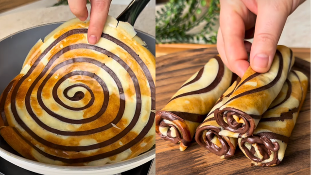 Panqueca mesclada de dois sabores: a opção mais bonita e deliciosa para o seu lanche da tarde