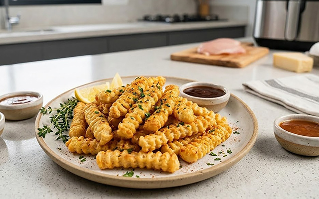 Thiago Ribeiro, chef de cozinha: "Só 3 ingredientes e tchanann, stick de frango proteico! Perfeito pra matar a vontade de salgadinho sem sair do foco"