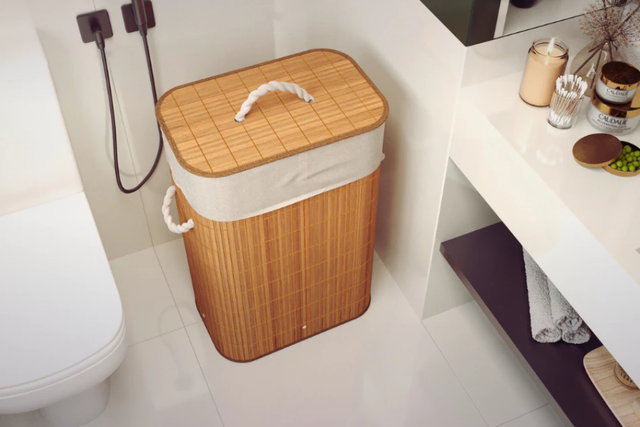 Cesto de bambu resistente com tampa que mantém tudo organizado (Divulgação: Shopee).