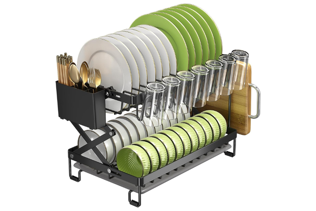 Estrutura firme e dobrável que acomoda pratos, copos e talheres sem bagunça (Divulgação: Amazon).
