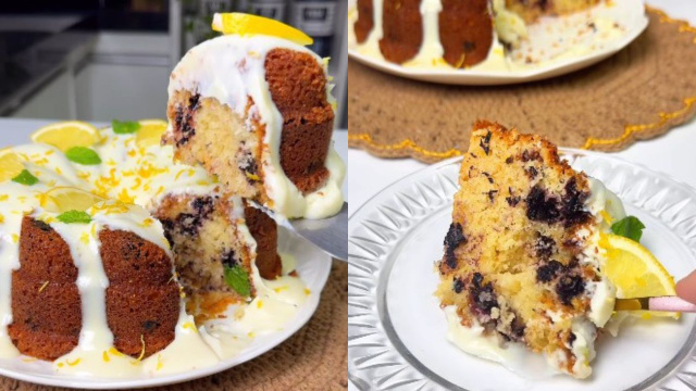 Toda vez que eu faço esse bolo de limão com iogurte e amora a cozinha fica tão perfumada que até vizinhos vem pedir um pedaço