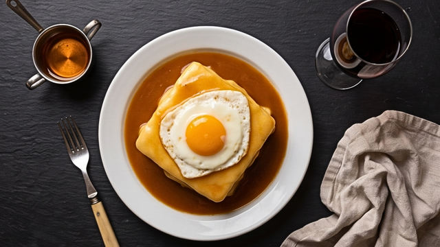 A francesinha é um clássico português que conquista pelo molho e pelo queijo derretido. (Foto: IA)