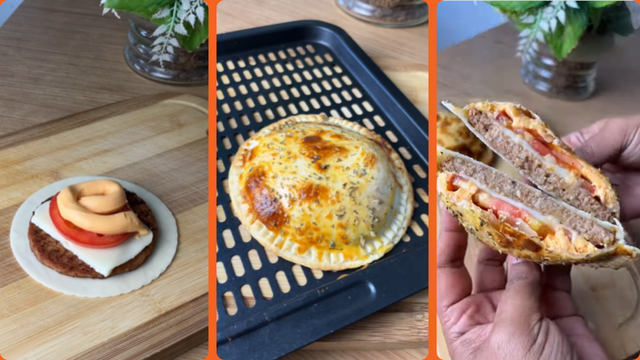 Hamburgão com massa de pastel na airfryer: receita rápida e fácil que você vai querer lanchar hoje