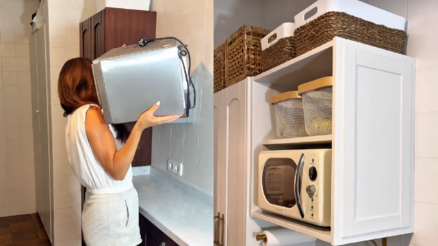 Chega de micro-ondas pendurados no ar: o truque perfeito para uma cozinha elegante e funcional