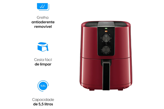 A Airfryer Elgin Gourmet 5,5L prepara seus alimentos com até 80% menos gordura (Divulgação: Amazon)