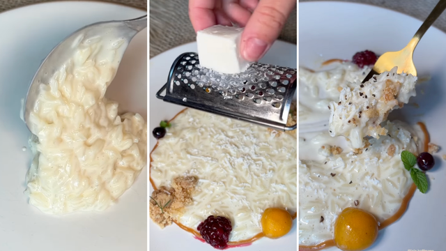 "É uma das melhores sobremesas que já comi na vida": Paola Carosella já aprovou essa receita de arroz doce cacio e pepe com crumble de cardamomo e caramelo toffee