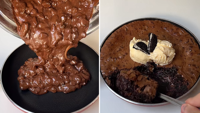 Nem batedeira, nem liquidificador: para fazer esse brownie de Oreo fácil e diferente é só misturar tudo e botar no forno