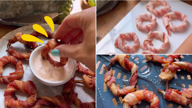 Anéis de cebola com bacon e SEM FARINHA: receita low carb na airfryer que todo mundo vai amar