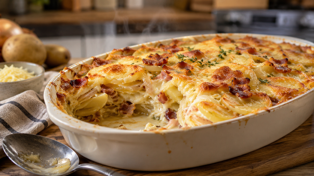 Batatas gratinadas com cebola, bacon e queijo: receita deliciosa do TudoGostoso para prato principal ou acompanhamento