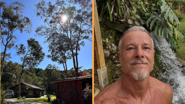 Sítio onde Marcello Novaes vive, em Teresópolis, na Serra do Rio de Janeiro, tem piscina de ondas, cachoeira particular, horta, espaço para criação de galinhas e até uma marcenaria para ator produzir os próprios móveis