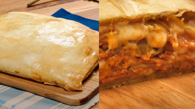 Esse lanchão feito com massa de pastel é perfeito para matar a fome da família toda (e você ainda pode usar o que tiver para o recheio)