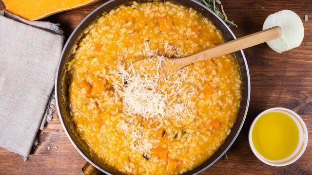 Quando faço esse risoto italiano em casa o meu filho pequeno até pede para comer abóbora