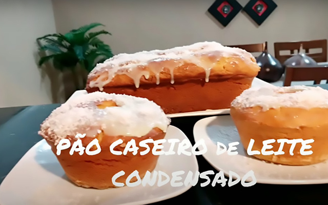 "Não precisa sovar e fica fofinho": pão doce de leite condensado de liquidificador muito fácil de fazer
