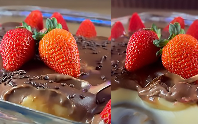 Fiz uma sobremesa fácil de R$ 20: é só botar pra gelar na travessa e lamber os dedos