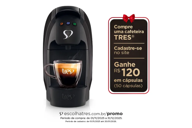 Experimente expressos e chás com a Cafeteira Luna 3 Corações (Divulgação: Mercado Livre).