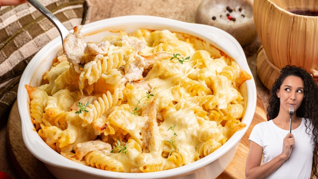 Não aceito nada menos que esse frango cremoso com manteiga de alho e massa rotini ao molho de parmesão no meu almoço de hoje