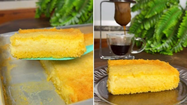 Pode acreditar: esse bolo cremosíssimo de fubá é o acompanhamento perfeito para um café fresquinho