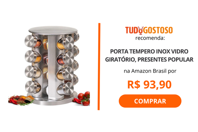 Porta Tempero Condimento Inox Vidro Giratório, Presentes Popular