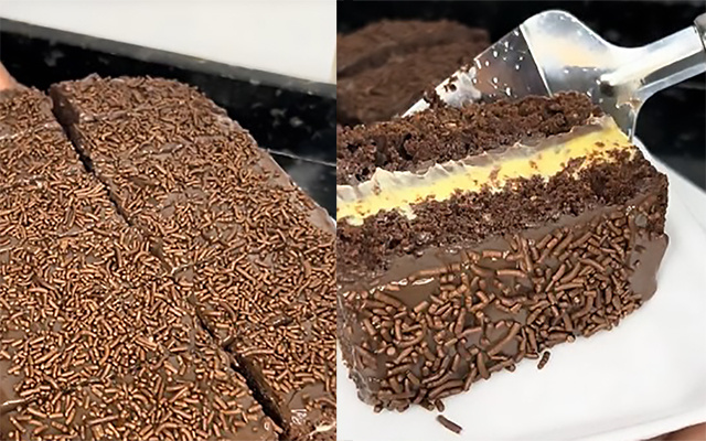Aprenda a fazer um bolo de chocolate com recheio de maracujá molhadinho, tão irresistível que não vai sobrar pedaço!