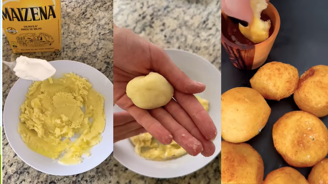 Passo a passo para preparar bolinho de batata com 4 ingredientes.(créditos: reprodução/youtube Mika e Ale na Cozinha)