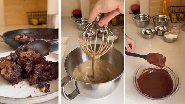 Brownie na frigideira de 3 chocolates é uma das melhores sobremesas que você vai comer na vida. Aprenda a receita!