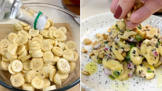Essa receita de salada de banana só tem um problema: não comer a travessa toda de uma vez