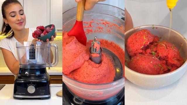 Receita de sorvete saudável fácil de 3 ingredientes (SEM BANANA!) e com pouquíssimas calorias