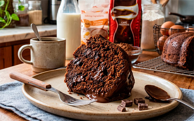 O bolo de café com chocolate que aprendi no TudoGostoso e é simplesmente divino: tem sabor intenso e é muito fácil de fazer