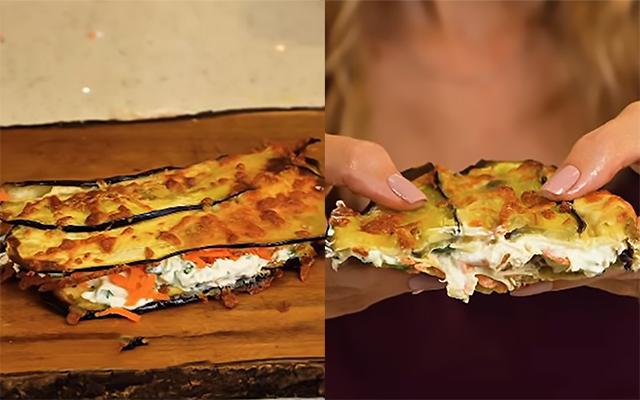 Faço low carb e aprendi a fazer essa tostata de berinjela com uma nutricionista: "Fica fininha e crocante e com recheio cremoso"