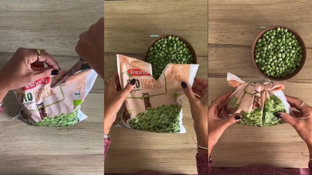 Ao cortar a embalagem pelo meio você consegue fechar com um nó (Créditos: Reprodução Instagram)