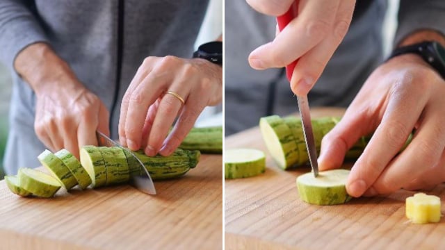 É importante não temperar as abobrinhas com sal ao fazer a receita para não comprometer a crocância dos anéis (Créditos: Reprodução/@bettoauge/Instagram)
