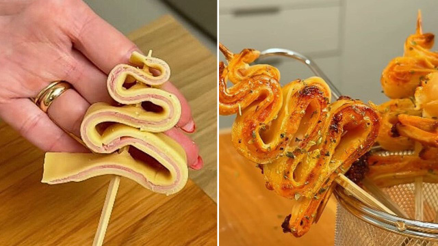 Charmosa e saborosa, essa árvore de Natal de massa de pastel deixa a mesa da ceia ainda mais bonita! (Créditos: Reprodução/@achadostestados/Instagram)