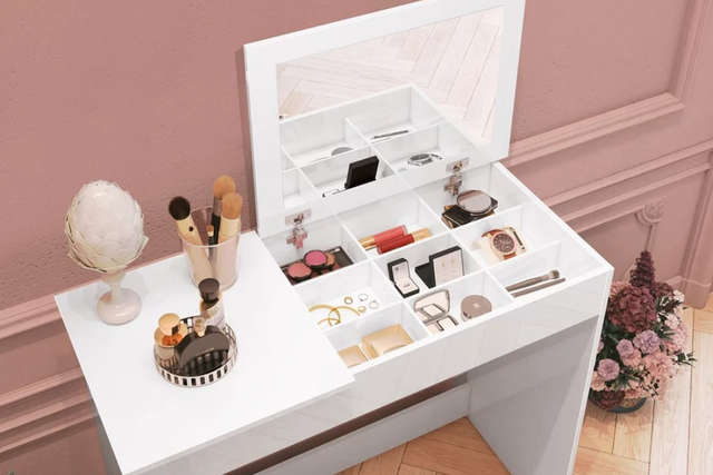 A penteadeira com espelho é perfeita para quem ama praticidade e charme (Divulgação: Shopee).