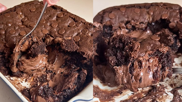 Eu quero ver você conseguir resistir esse cookie de travessa recheado com muita Nutella!