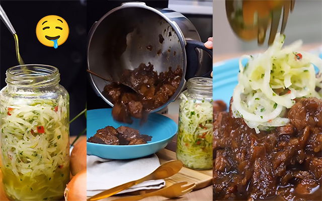 Receita simples de cebola em conserva para colocar no macarrão, na carne, na salada e até na pizza!