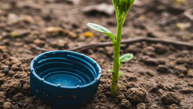 Não é por estética: qual é o objetivo de colocar tampas de garrafa em volta dos caules das plantas?