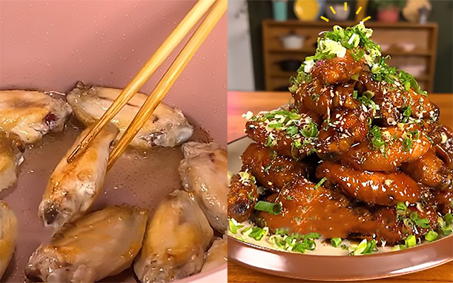 Nunca comi frango tão gostoso até minha amiga fazer essa receita de meio da asa no molho shoyu e gengibre