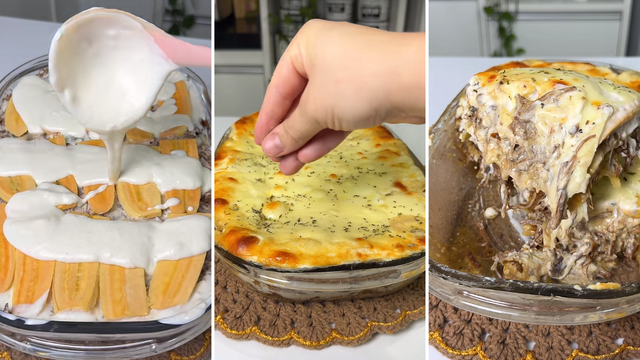 Fiz essa lasanha de costela com banana-da-terra no almoço de domingo e não sobrou nem migalha