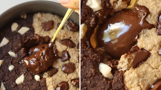 Parece brownie, tem gosto de cookie, mas é mingau assado: o café da manhã que virou minha sobremesa