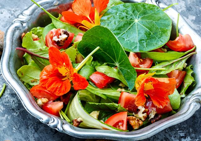 A capuchinha fica boa em saladas, molhos, chás e conservas (Créditos: Shutterstock)