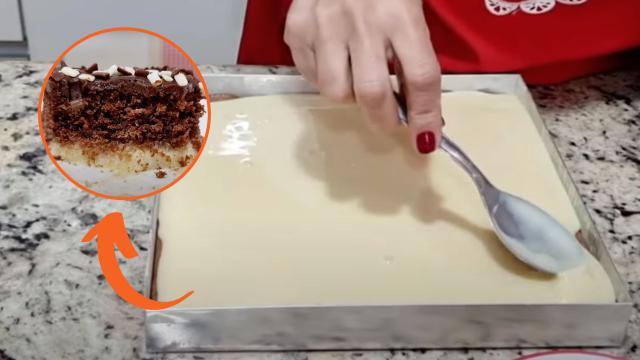 Bolo com leite condensado assado que já sai recheado do forno coberto com ganache é de comer rezando: você vai querer fazer essa receita toda semana!