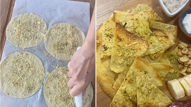 Fazer crostinis com massa de pastel é muito fácil (Créditos: Reprodução/@amandabeze/Instagram)
