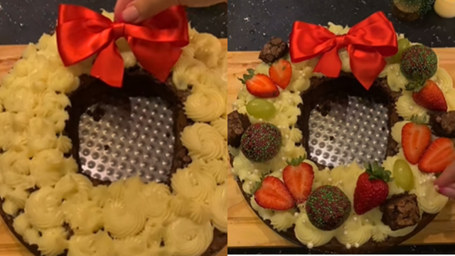 Nem planta, nem plástico: aqui em casa a guirlanda é de brownie, fica linda na mesa e é a sobremesa perfeita para a ceia
