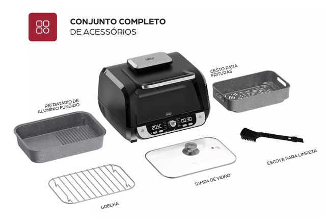  
 
 
A tecnologia de ar 360 graus garante preparo uniforme e sem óleo (Divulgação: Mercado Livre)