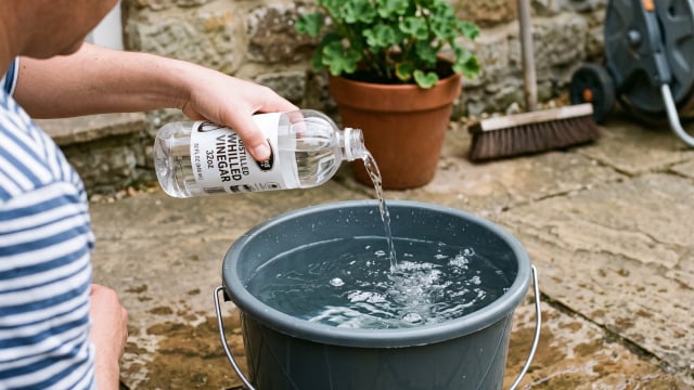 Ao diluir o vinagre na água você cria uma solução simples e ideal para a faxina (Créditos: Imagem gerada por IA)