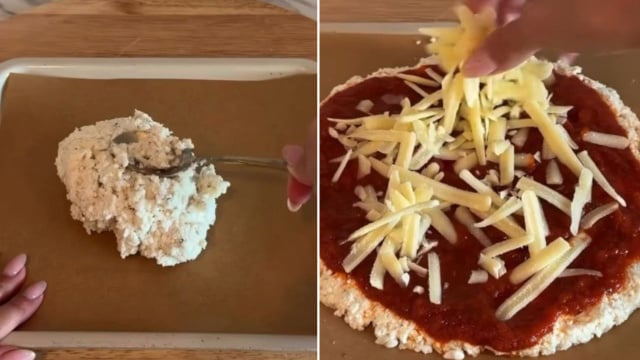 Pizza proteica pode ser pré-assada e congelada para facilitar os lanches da semana (Créditos: Reprodução/@thekelseyrose/Instagram)