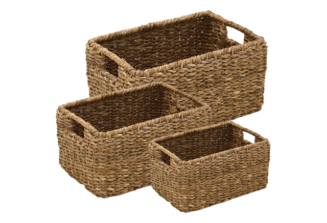 Cestos organizadores em fibra natural que unem praticidade e charme rústico (Divulgação: Mercado Livre).