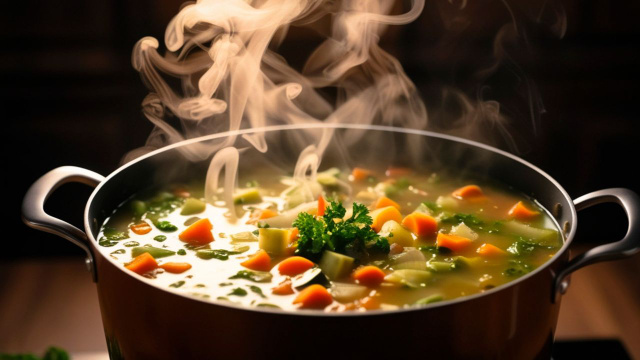 Sopa de vegetais bem quente (Créditos: Canva)