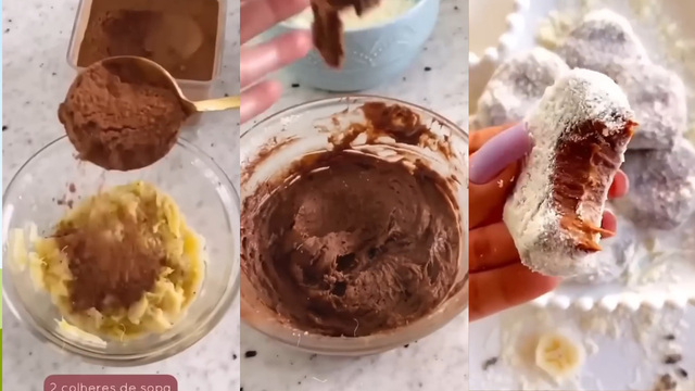 Passo a passo para preparar um doce de banana com chocolate. (créditos: Reprodução/Youtube Receitas Rápidas e Fáceis)